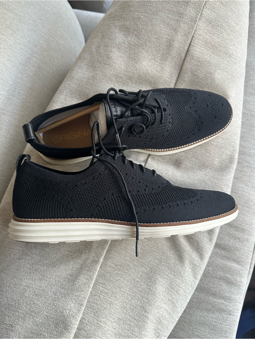 Cole Haan Black Knit Oxford Sneakers with White Sole